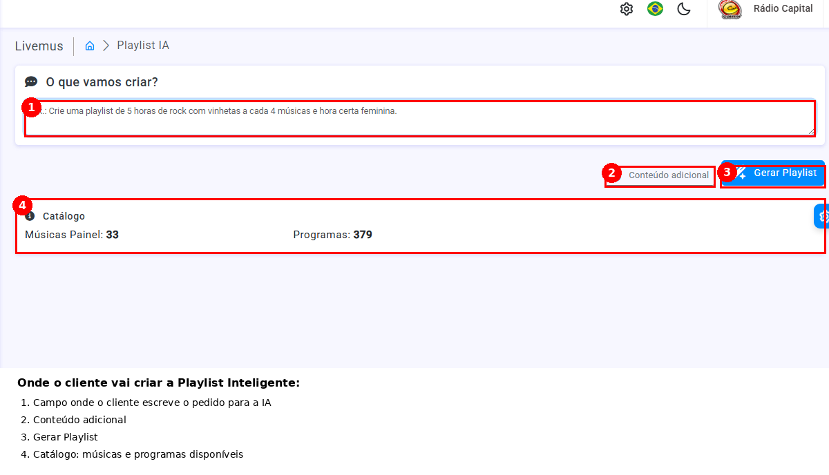 Painel LiveMus Playlist IA